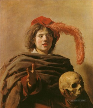  age oil painting - Boy with a Skull portrait Dutch Golden Age Frans Hals